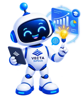 Vecta's robot mascot with a lightbulb idea